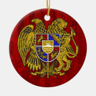 Armenien-Wappen auf Rot Keramikornament