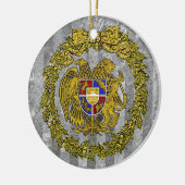 Armenien-Wappen silberne Goldstechpalme Keramikornament (Links)