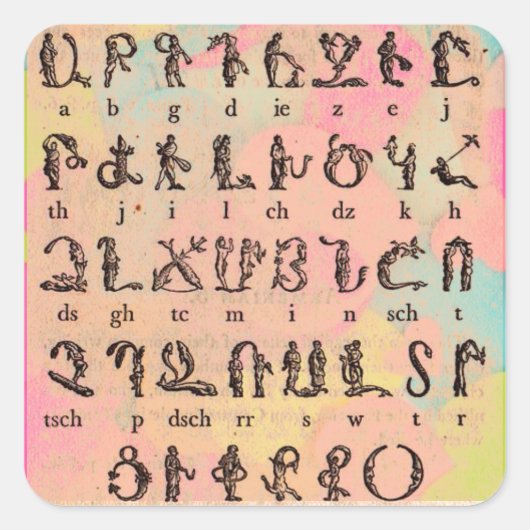 Armenisch-Alphabet-Aufkleber Quadratischer Aufkleber (Vorderseite)