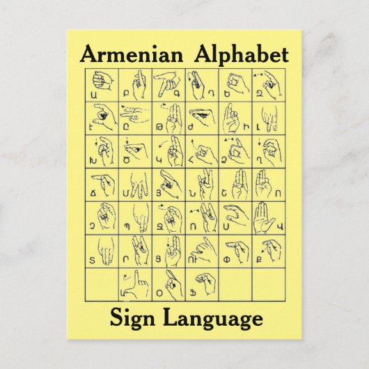 Armenisch-Alphabet-Gebärdensprache-Postkarte Postkarte (Vorderseite)