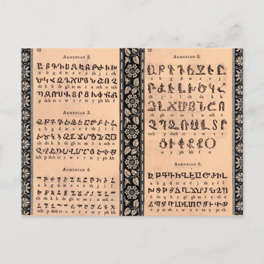Armenisch-Alphabet Postkarte (Vorderseite)