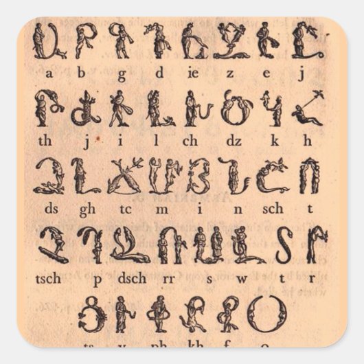 Armenisch-Alphabet Quadratischer Aufkleber (Vorderseite)
