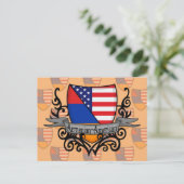 Armenisch-Amerikanische Schild-Flagge Postkarte (Stehend Vorderseite)