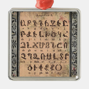 Armenische Alphabet-Ornament Silbernes Ornament