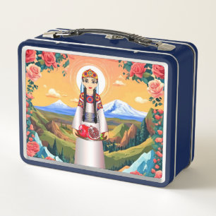 Armenische Dame Granatapfel Metall-Lunchbox Metall Brotdose