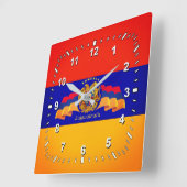 armenische Flagge (Հ յ կ ա ա ակ Quadratische Wanduhr (Winkel)