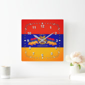armenische Flagge (Հ յ կ ա ա ակ Quadratische Wanduhr (Zuhause)