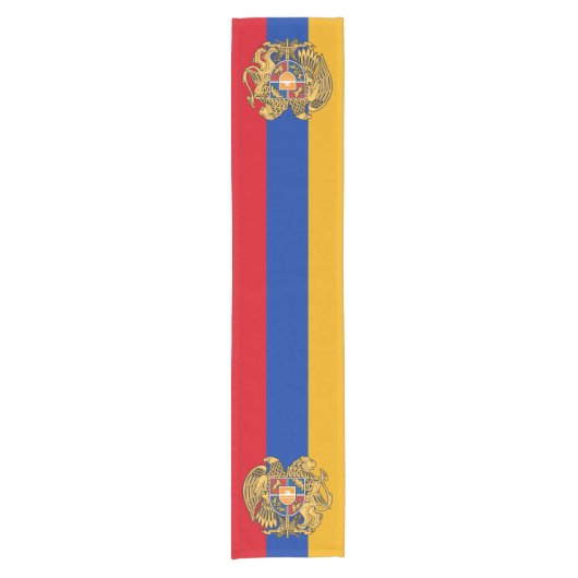 Armenische Flagge, Emblem & Sport Fan / Haus Armen Kurzer Tischläufer (Vorderseite)