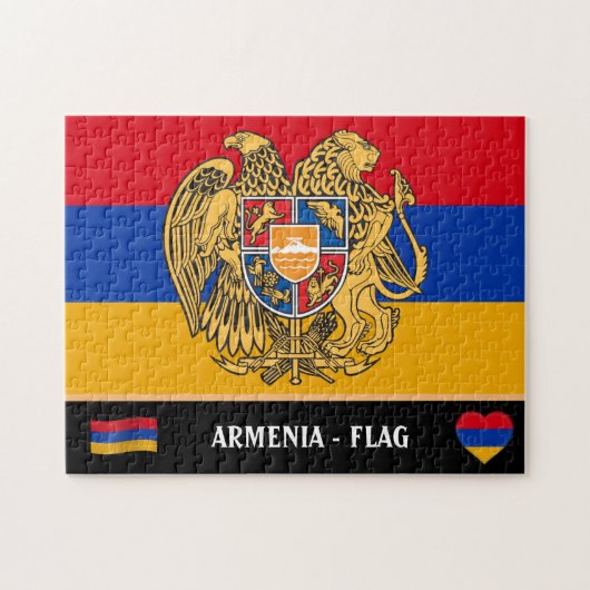 Armenische Flagge, Emblem und Armenien / Armenien Puzzle (Horizontal)
