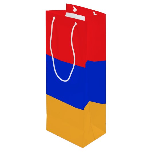 Armenische Flagge Geschenktüte Für Weinflaschen (Rückseite Schrägansicht)