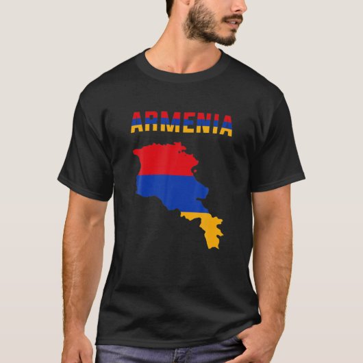 Armenische Flagge innerhalb der Karte Armeniens T-Shirt (Vorderseite)