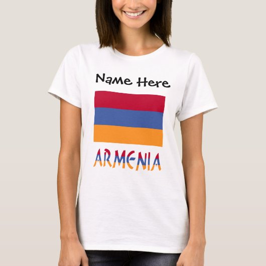 Armenische Flagge Schwarze Personalisierung T-Shirt (Vorderseite)