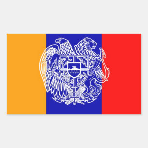 Armenische Flagge u. Wappen Rechteckiger Aufkleber