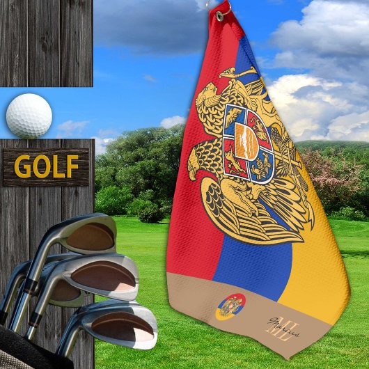 Armenische Flagge und Armenien mit Monogramm Golfh Golfhandtuch