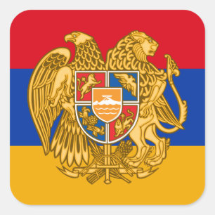 Armenische Flagge und Wappen, Flagge Armeniens Quadratischer Aufkleber