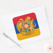 armenische Flagge und Wappen, Flagge Armeniens Quadratischer Aufkleber (Umschlag)