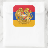 armenische Flagge und Wappen, Flagge Armeniens Quadratischer Aufkleber (Tasche)