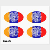 armenische Flagge und Wappen Ovaler Aufkleber (Blatt)