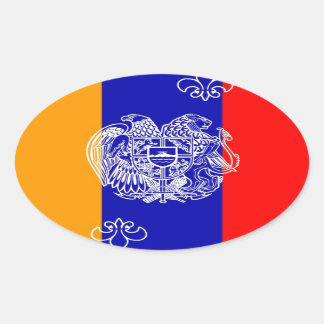 armenische Flagge und Wappen Ovaler Aufkleber