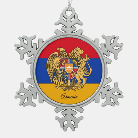 Armenische Schneeflocke, armenische Flagge Schneeflocken Zinn-Ornament (Vorderseite)