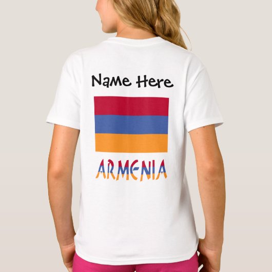 Armenische und armenische Flagge mit Ihrem Namen T-Shirt (Rückseite)