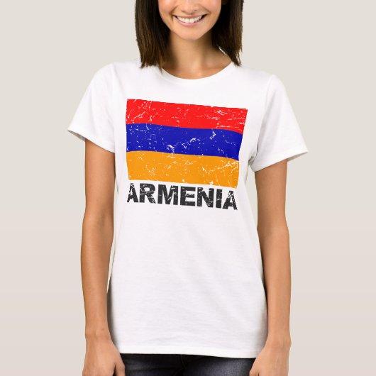 Armenische Vintage Flagge T-Shirt (Vorderseite)