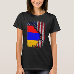Armenische WURZELN Halb Amerikanische Flagge Patri T-Shirt