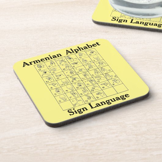 Armenischer Alphabet-Zeichensprache-Untersetzer Getränkeuntersetzer (Linke Seite)