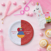 Armenischer Engel Schwarzes Haar mit Fahne verklei Pappteller (Party)