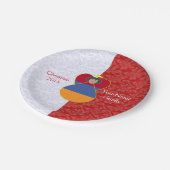 Armenischer Engel Schwarzes Haar mit Fahne verklei Pappteller (Schrägansicht)