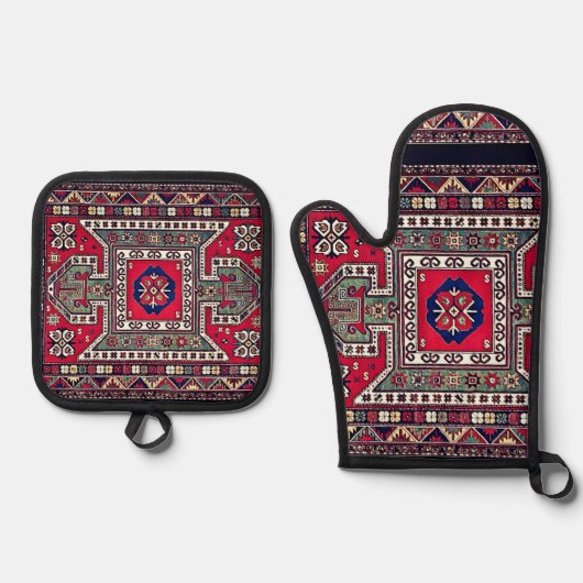 Armenischer Volksholzer Mitt und Potbesitzer Ofenhandschuh & Topflappen-Set (Vorderseite)