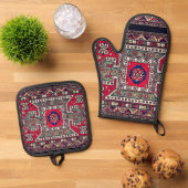 Armenischer Volksholzer Mitt und Potbesitzer Ofenhandschuh & Topflappen-Set (Oben Unten)