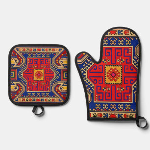 Armenischer Volkskunst Oven Mitt und Pottbesitzer Ofenhandschuh & Topflappen-Set