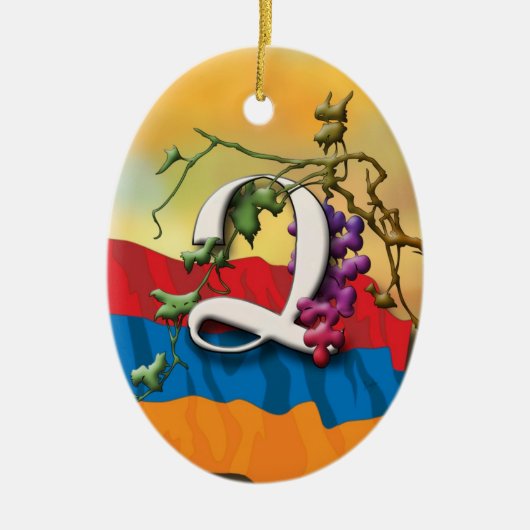 Armenisches Alphabet-Initialen "Tsa" Verzierung Keramikornament (Vorne)