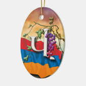 Armenisches Alphabet-Initialen "VE" verzieren Keramikornament (Links)