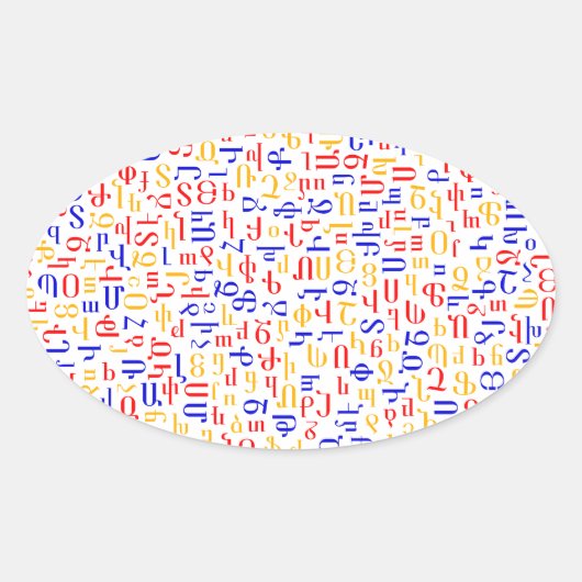 Armenisches Alphabet Ovaler Aufkleber (Vorderseite)