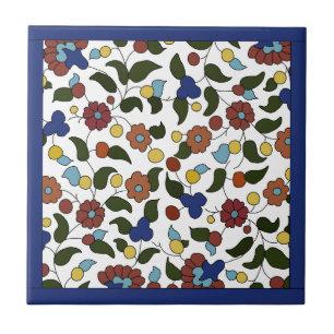 Armenisches Blumenmuster - Blau und Weiß Fliese
