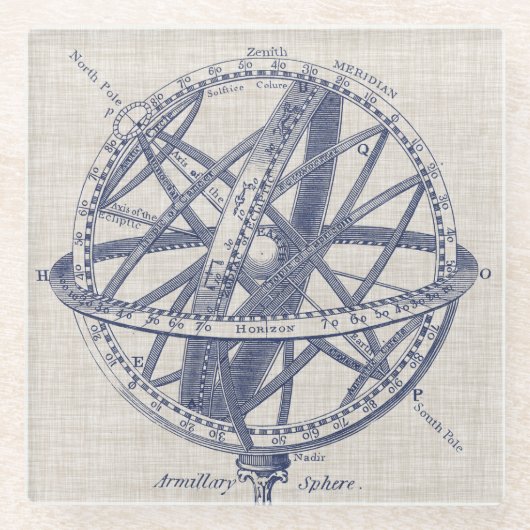 Armillary Bereich-Diagramm Glasuntersetzer (Vorderseite)