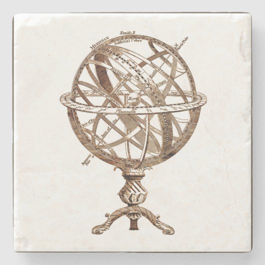 Armillary himmlischer BereichVintager Sepia Steinuntersetzer (Vorderseite)