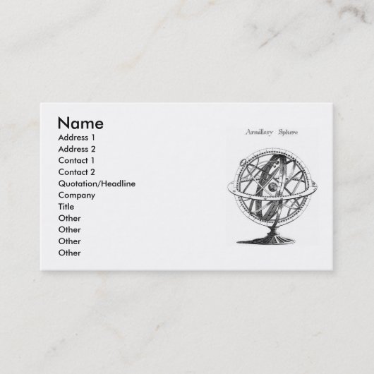 Armillary Sphere Business Card Visitenkarte (Vorderseite)