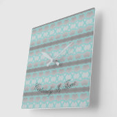 Armlehne mit Aquamarinen und grauen Quadratische Wanduhr (Winkel)