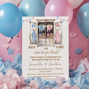 Armoire Closet Gender Reveal Boy oder Girl Reveal Einladung