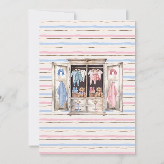 Armoire Closet Gender Reveal Boy oder Girl Reveal Einladung (Rückseite)