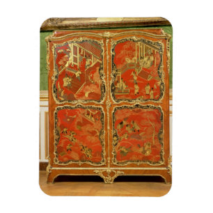 Armoire mit rotem Lack des Chinoiserie vier täfel Magnet