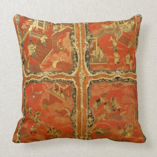 Armoire mit rotem Lack des Chinoiserie vier täfelt Kissen