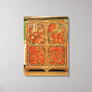 Armoire mit vier Chinoiserie roten Lackplatten e Leinwanddruck