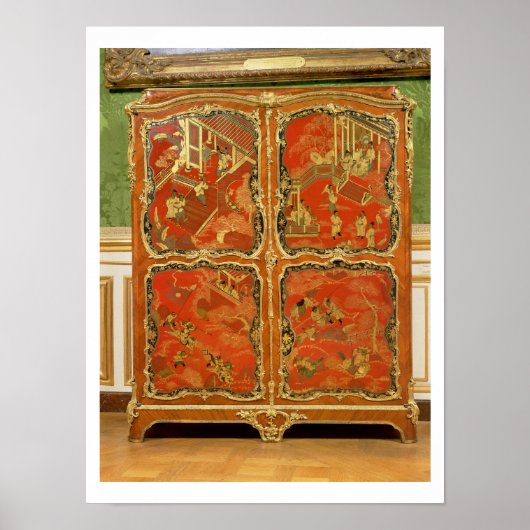 Armoire mit vier Chinoiserie roten Lackplatten e Poster (Vorne)