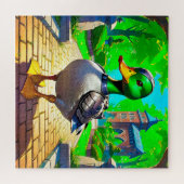 Armor-Clad Duck in einem grünen Park Puzzle (Horizontal)