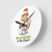 Armor of God bible verse kid Wange Runde Wanduhr (Winkel)