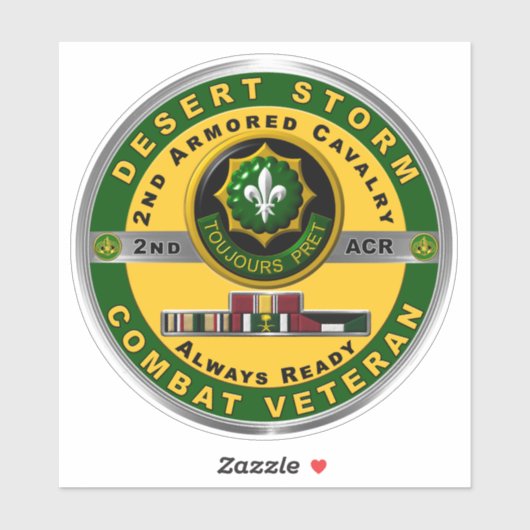 Armored Cavalry Regiment Wüste Sturm Auto Aufkleber (Blatt)